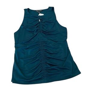 INC NWT szL Dark teal sleeveless gathered keyhole lined front top